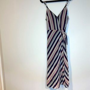 Flowy Striped V-neck Wrap Dress